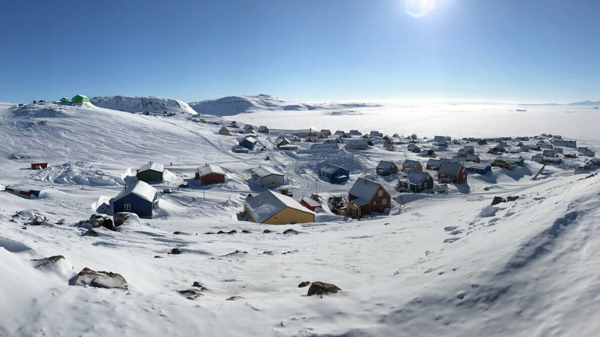 View of Ittoqqortoormiit Village, East Greenland